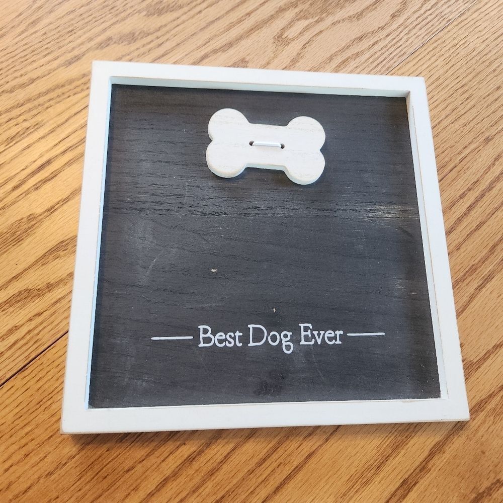 "Best Dog Ever" black chalkoard & white frame for your favorite puppy picture